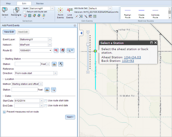 Adding point events using station offsets Adding point events using station offsets